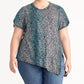 Rachel Roy Top feminino plus size com estampa animal e fenda lateral, azul brilhante, tamanho 0X