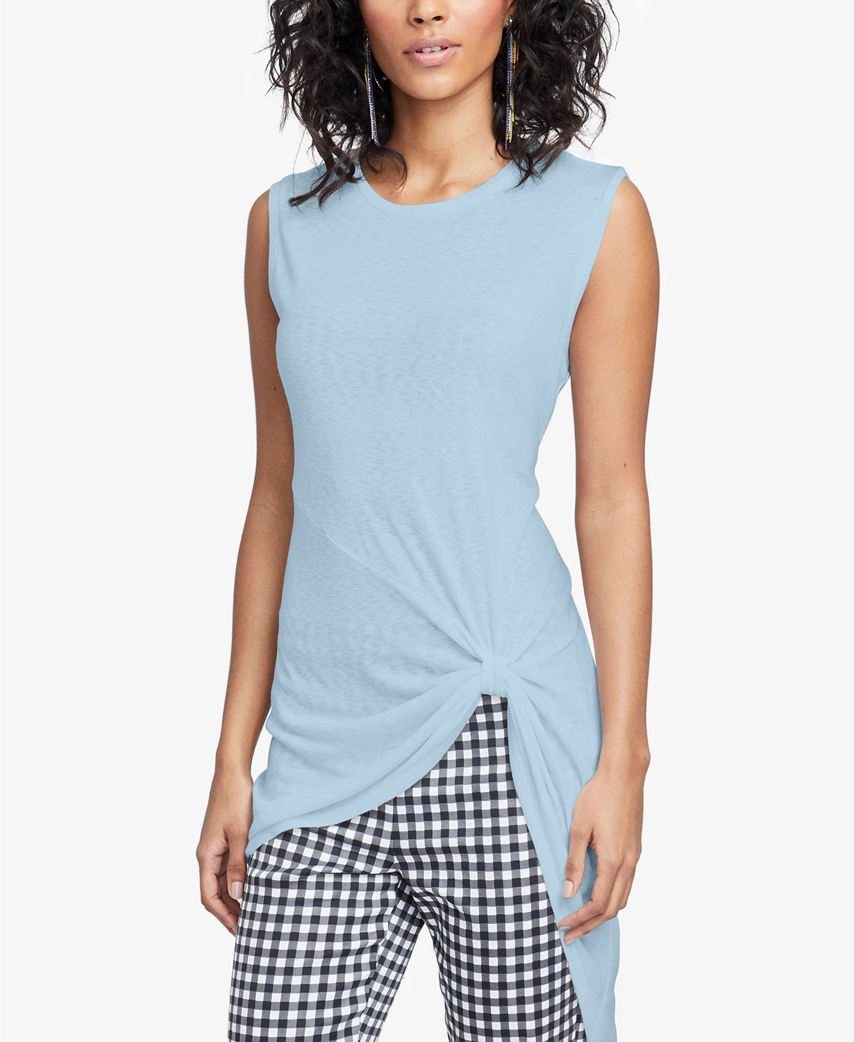 Rachel Roy Twisted High Low Top Feminino Azul Tamanho P