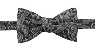 Gravata borboleta masculina Ryan Seacrest Distinction Acacia Paisley preta, tamanho único