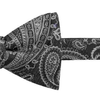 Gravata borboleta masculina Ryan Seacrest Distinction Acacia Paisley preta, tamanho único