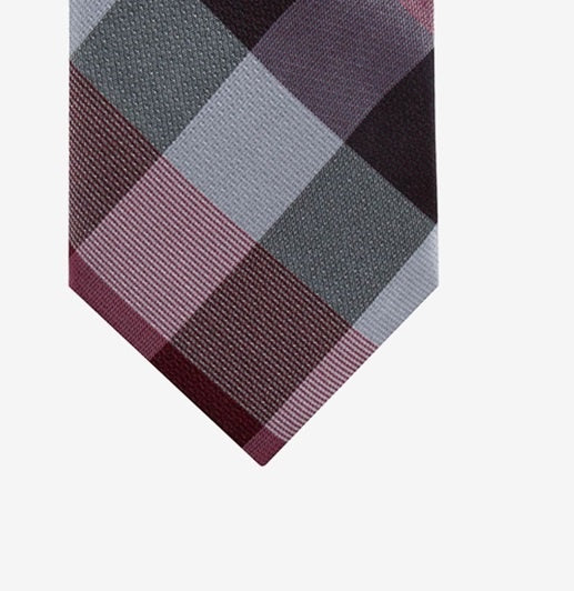 Gravata de seda fina xadrez Weho masculina Ryan Seacrest Distinction vermelha escura tamanho regular
