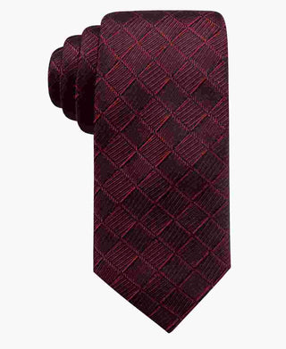 Gravata masculina com estampa geométrica de seda Franco Geo Ryan Seacrest Distinction, vermelha, tamanho regular
