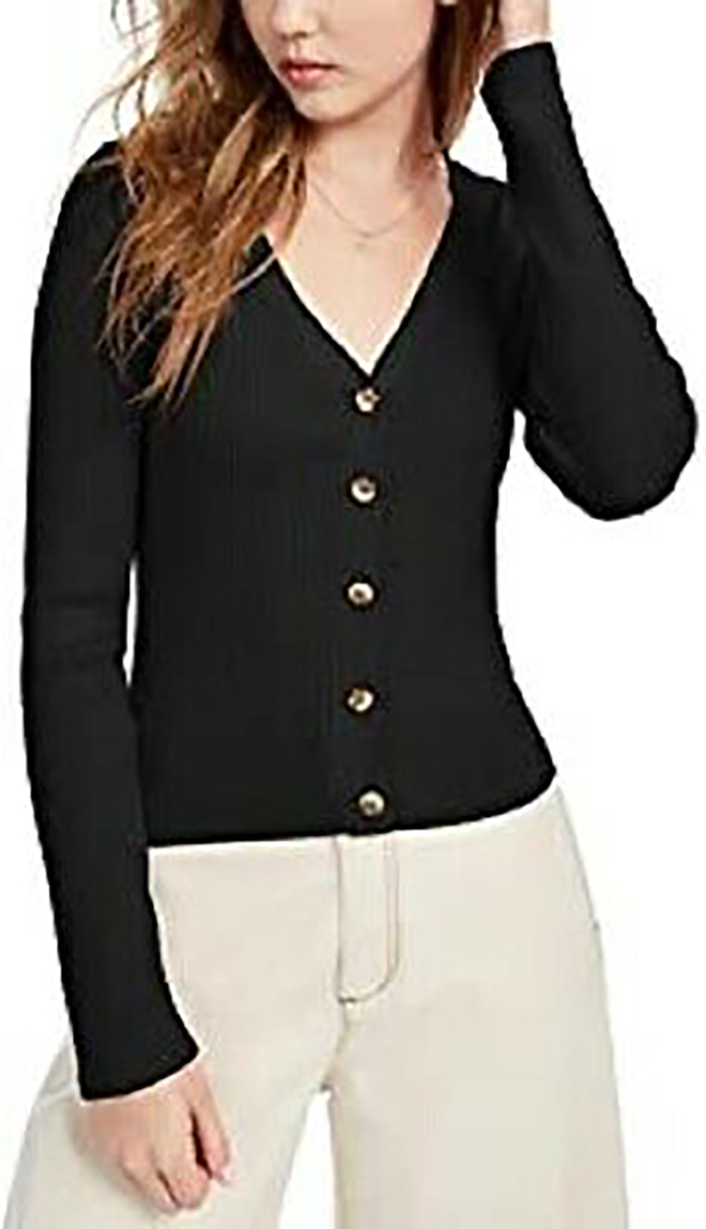 Cardigan Cropped Canelado Ultra Flirt Junior's Preto Tamanho Médio