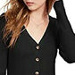 Cardigan Cropped Canelado Ultra Flirt Junior's Preto Tamanho Médio
