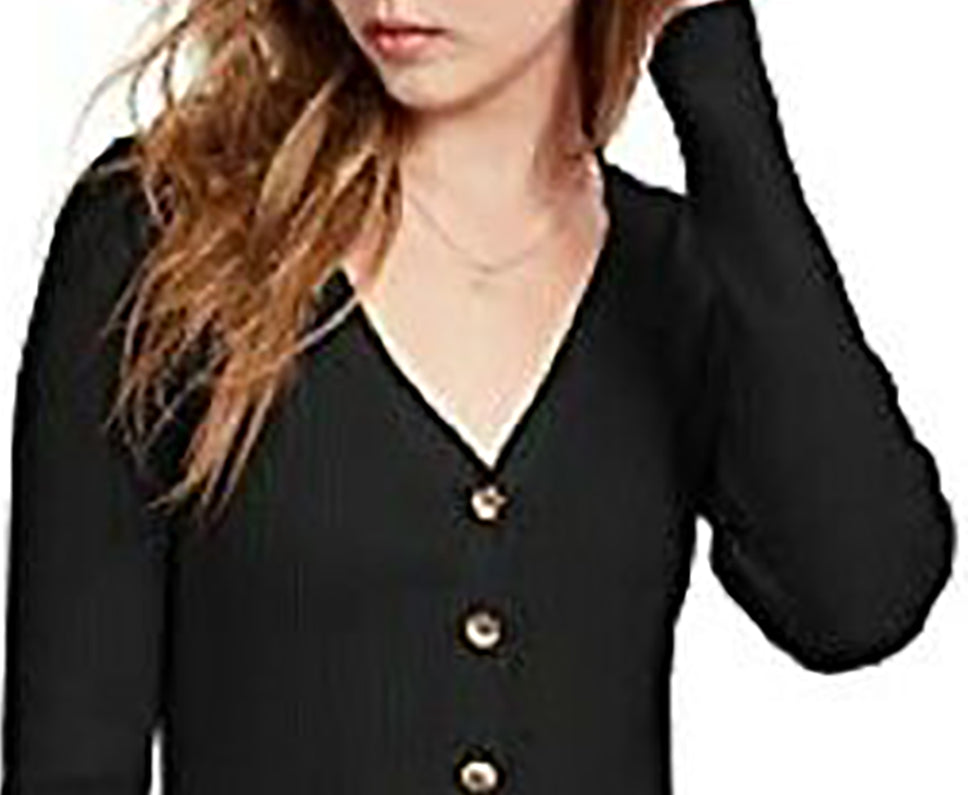 Cardigan Cropped Canelado Ultra Flirt Junior's Preto Tamanho Médio