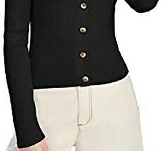 Cardigan Cropped Canelado Ultra Flirt Junior's Preto Tamanho Médio