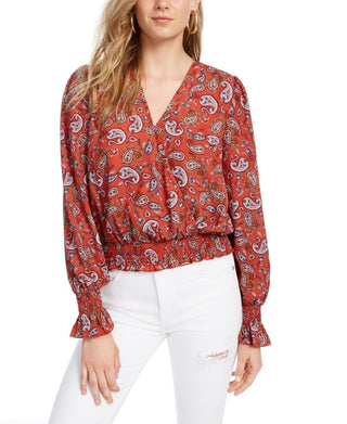 Blusa franzida Ultra Flirt Juniors Rustcopper tamanho pequeno