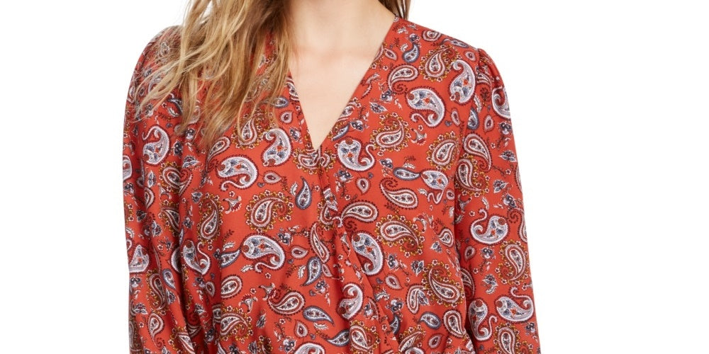 Blusa franzida Ultra Flirt Juniors Rustcopper tamanho pequeno