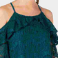 Blusa feminina Ultra Flirt Deep Teal com renda pequena e ombros descobertos, verde, tamanho pequeno