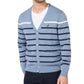 Cardigan listrado com decote em V e botões Nautica masculino, azul, pequeno e médio