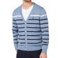 Cardigan listrado masculino Nautica com botões e decote em V, azul, tamanho extragrande
