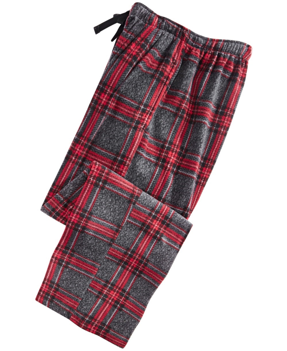 Calça de pijama grande de lã xadrez masculina Perry Ellis, vermelha, tamanho pequeno
