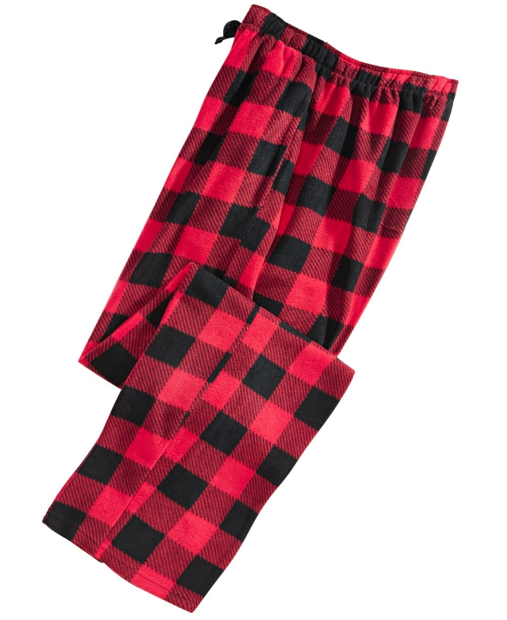 Calça de pijama masculina Perry Ellis Buffalo Plaid Fleece vermelha tamanho P