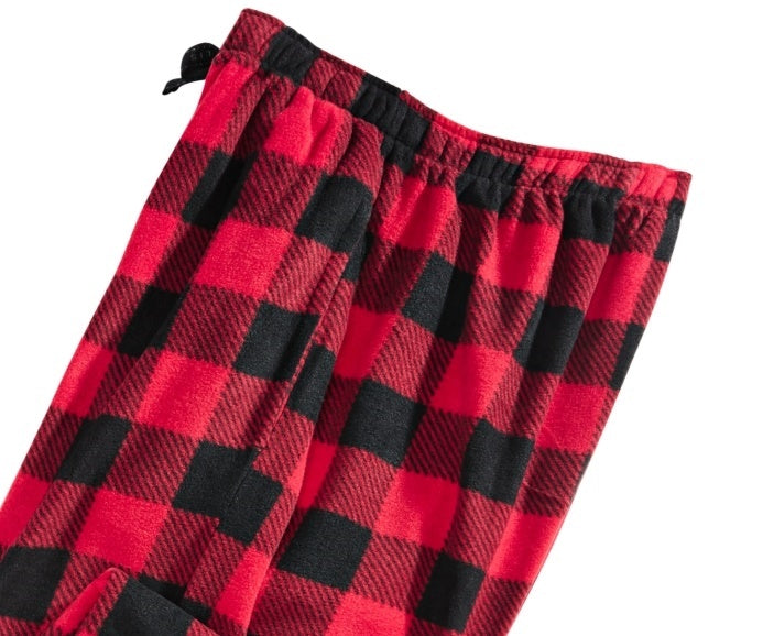 Calça de pijama masculina Perry Ellis Buffalo Plaid Fleece vermelha tamanho P