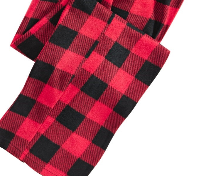 Calça de pijama masculina Perry Ellis Buffalo Plaid Fleece vermelha tamanho P