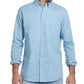 Camisa social masculina vintage à prova de intempéries com gola listrada, azul, tamanho pequeno