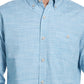 Camisa social masculina vintage à prova de intempéries com gola listrada, azul, tamanho pequeno