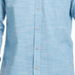 Camisa social masculina vintage à prova de intempéries com gola listrada, azul, tamanho pequeno