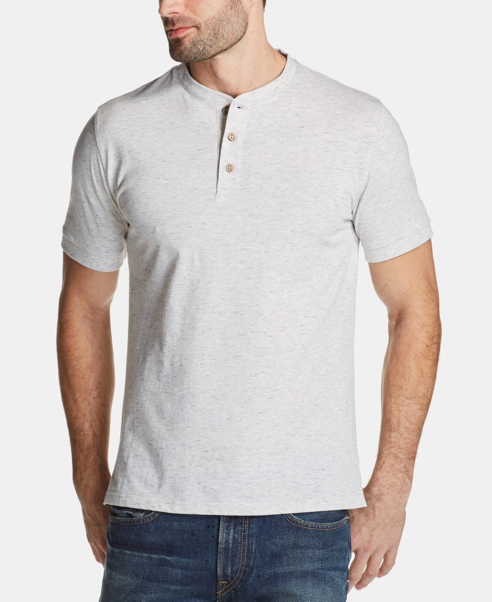 Camisa Henley Melange Masculina Vintage à Prova de Intempéries Bege Tamanho XXX-G