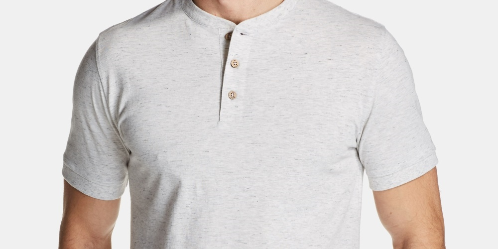 Camisa Henley Melange Masculina Vintage à Prova de Intempéries Bege Tamanho XXX-G