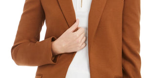 Calvin Klein Blazer Feminino Frente Aberta Marrom Tamanho 10