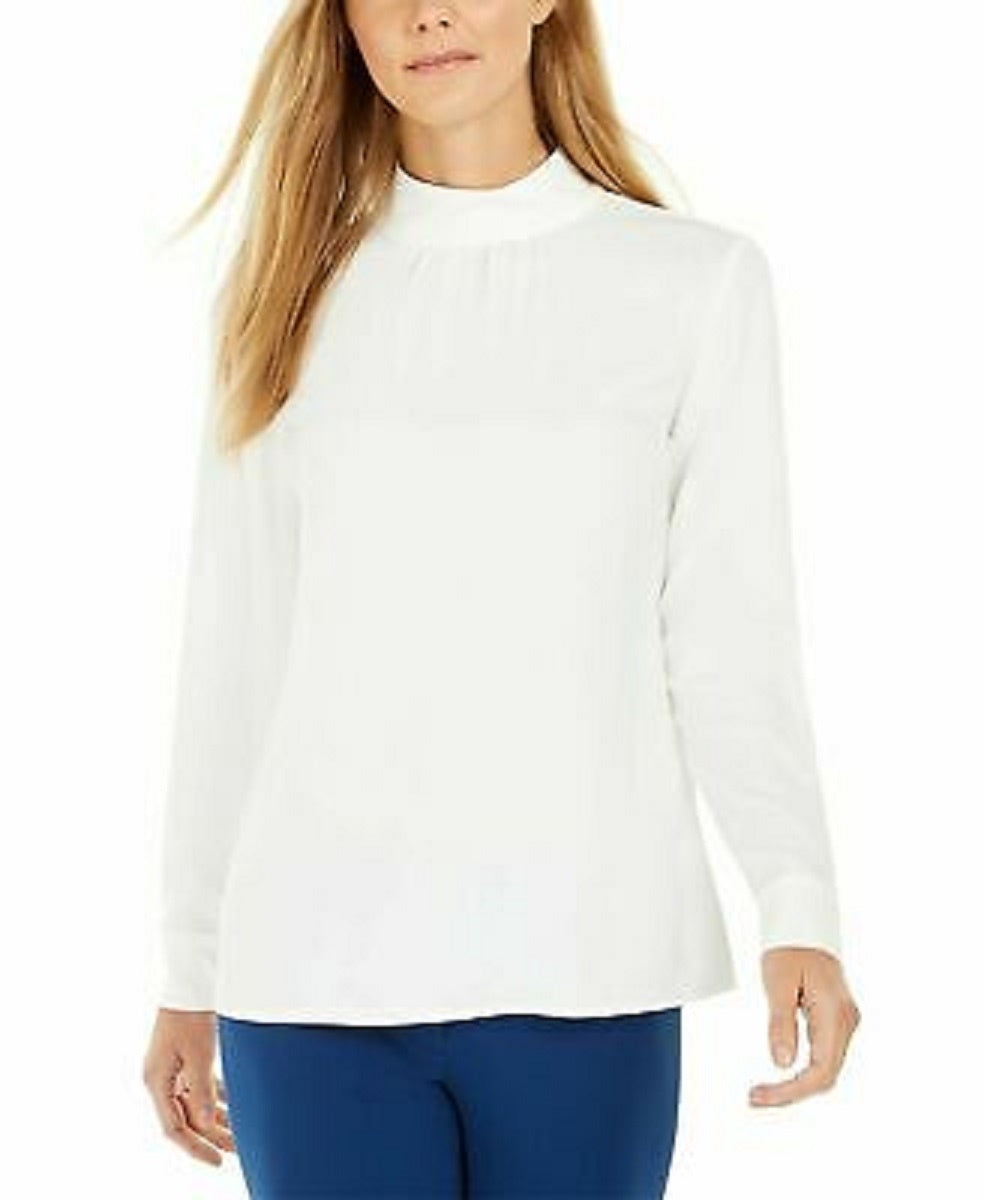 Blusa Calvin Klein Feminina Gola Alta Manga Longa Branca Tamanho XG