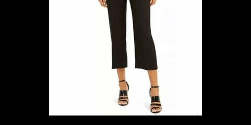 Calça curta de sarja Calvin Klein feminina com bolso e zíper, preta, tamanho 4