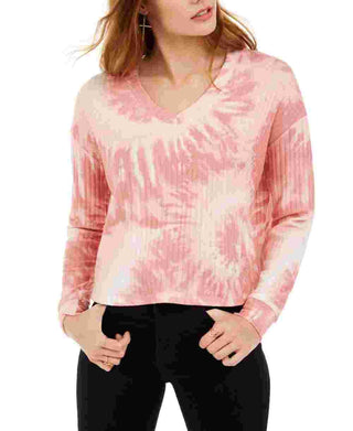 Blusa canelada aconchegante Crave Fame Junior, tingida, rosa, tamanho pequeno