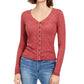 Camisa Crave Fame Juniors com decote em V e botões frontais, rosa, tamanho pequeno