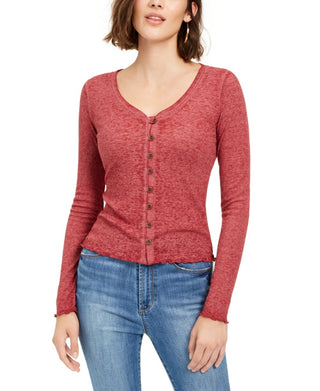 Camisa Crave Fame Juniors com decote em V e botões frontais, rosa, tamanho pequeno