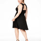 Vestido feminino B Darlin Plus Size da moda, com costas abertas e flare, preto, tamanho 22W