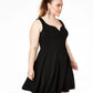 Vestido feminino B Darlin Plus Size da moda, com costas abertas e flare, preto, tamanho 22W