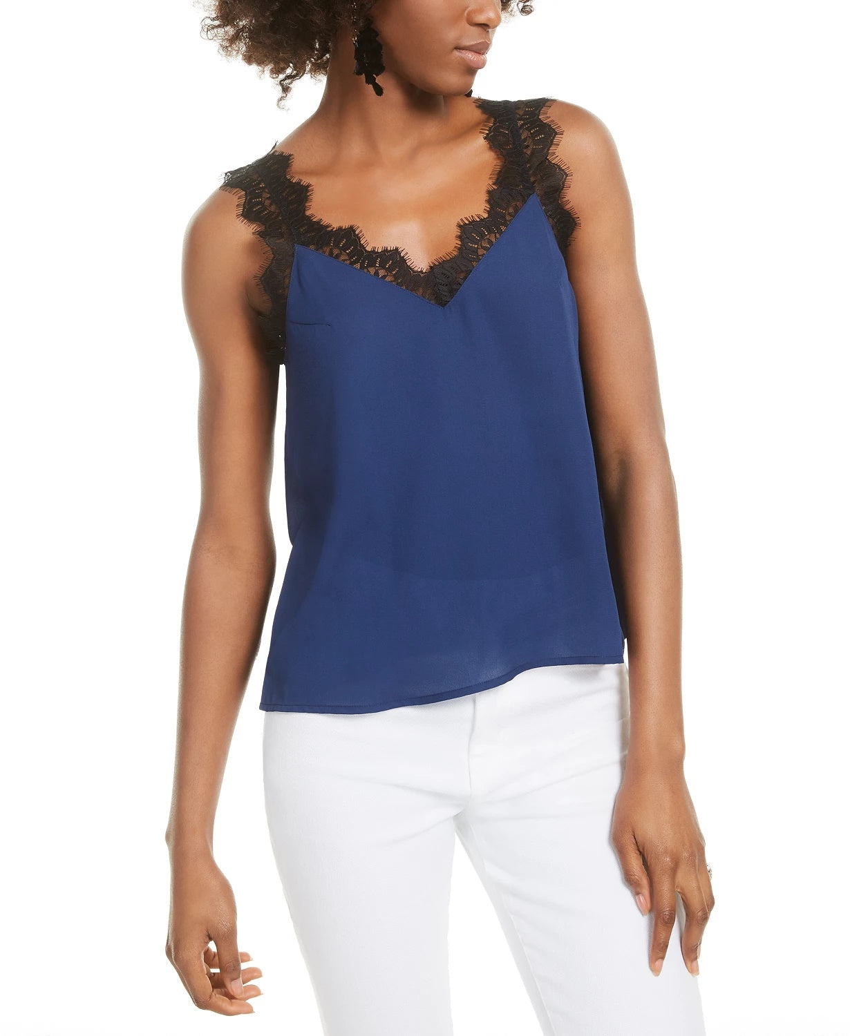 Q & An Women's Lace Camisole Navy Size Small