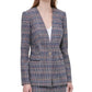 Terno xadrez azul marinho feminino Calvin Klein para usar no trabalho, jaqueta marrom, tamanho 6, pequena