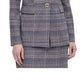 Terno xadrez azul marinho feminino Calvin Klein para usar no trabalho, jaqueta marrom, tamanho 6, pequena