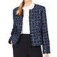 Calvin Klein Jaqueta Feminina Petite Tweed Aberta Frente Azul Tamanho 14 P