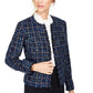 Calvin Klein Jaqueta Feminina Petite Tweed Aberta Frente Azul Tamanho 14 P