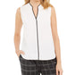 Blusa Calvin Klein Feminina Gola Alta com Acabamento Contrastado, Branca, Tamanho Pequeno Pequeno