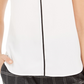 Blusa Calvin Klein Feminina Gola Alta com Acabamento Contrastado, Branca, Tamanho Pequeno Pequeno