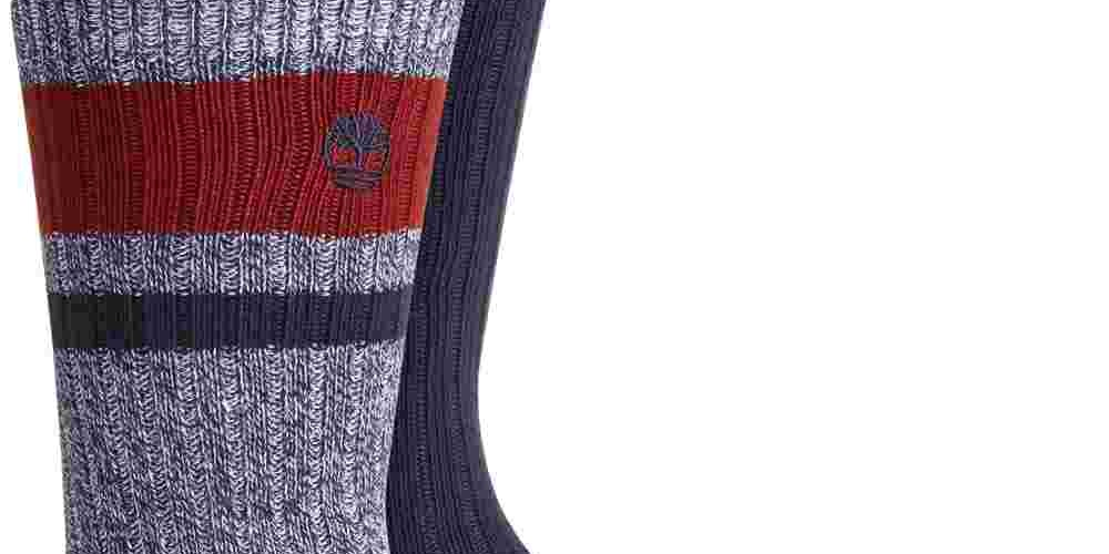 Pacote com 2 meias Timberland Boot para homem, azul-marinho, tamanho regular