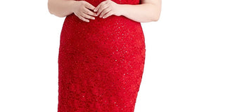 Connected Women's Metallic Sheath Dress Red Size 24W