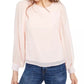 Blusa feminina com manga volumosa e perguntas e respostas, rosa, tamanho extrapequeno