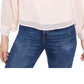 Blusa feminina com manga volumosa e perguntas e respostas, rosa, tamanho extrapequeno