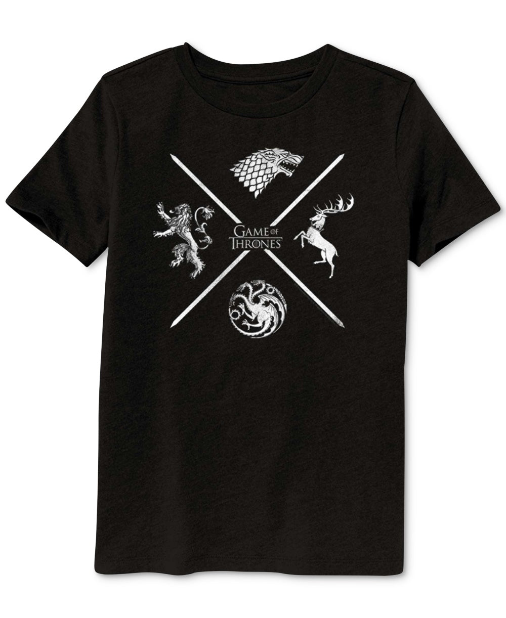 Camiseta masculina Ripple Junction com símbolos de Game of Thrones, preta, tamanho pequeno