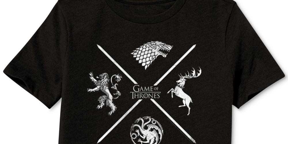 Camiseta masculina Ripple Junction com símbolos de Game of Thrones, preta, tamanho pequeno