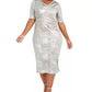 Vestido midi metálico com decote redondo feminino Connected, tamanho 14W, prateado