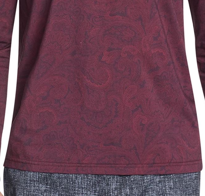 Tallia Masculino Slim Fit Mercerizado Paisley Manga Longa Henley Vermelho Tamanho XX-Grande