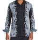 Camisa de acampamento masculina Tallia Slim Fit Performance Stretch Ornate Paisley manga comprida preta tamanho pequeno
