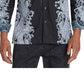 Camisa de acampamento masculina Tallia Slim Fit Performance Stretch Ornate Paisley manga comprida preta tamanho pequeno