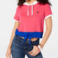 Tommy Hilfiger Sport Crop Top Feminino com Capuz e Blocos de Cor Rosa Tamanho X-G